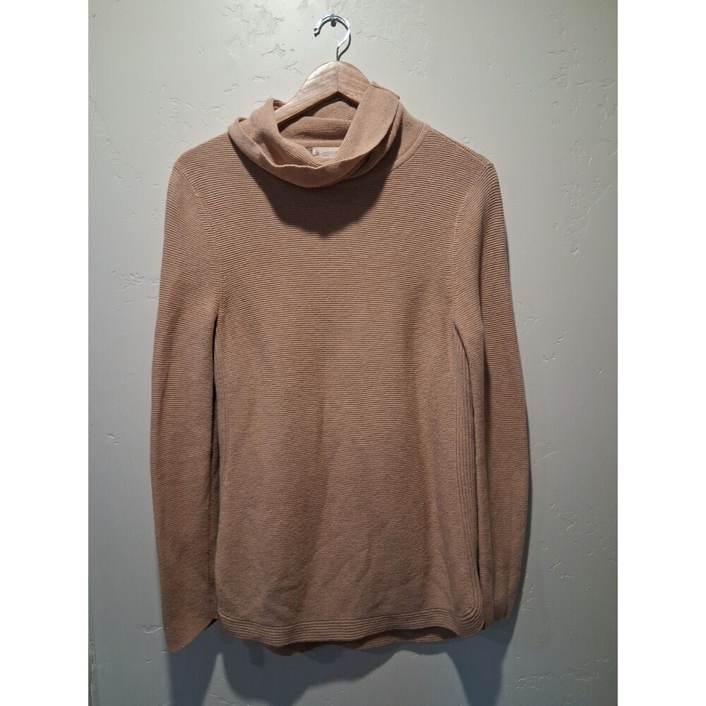 Indigenous Organic Fair Trade M 100% Knit Pima Cotton Tan Tunic Cowlneck Sweater